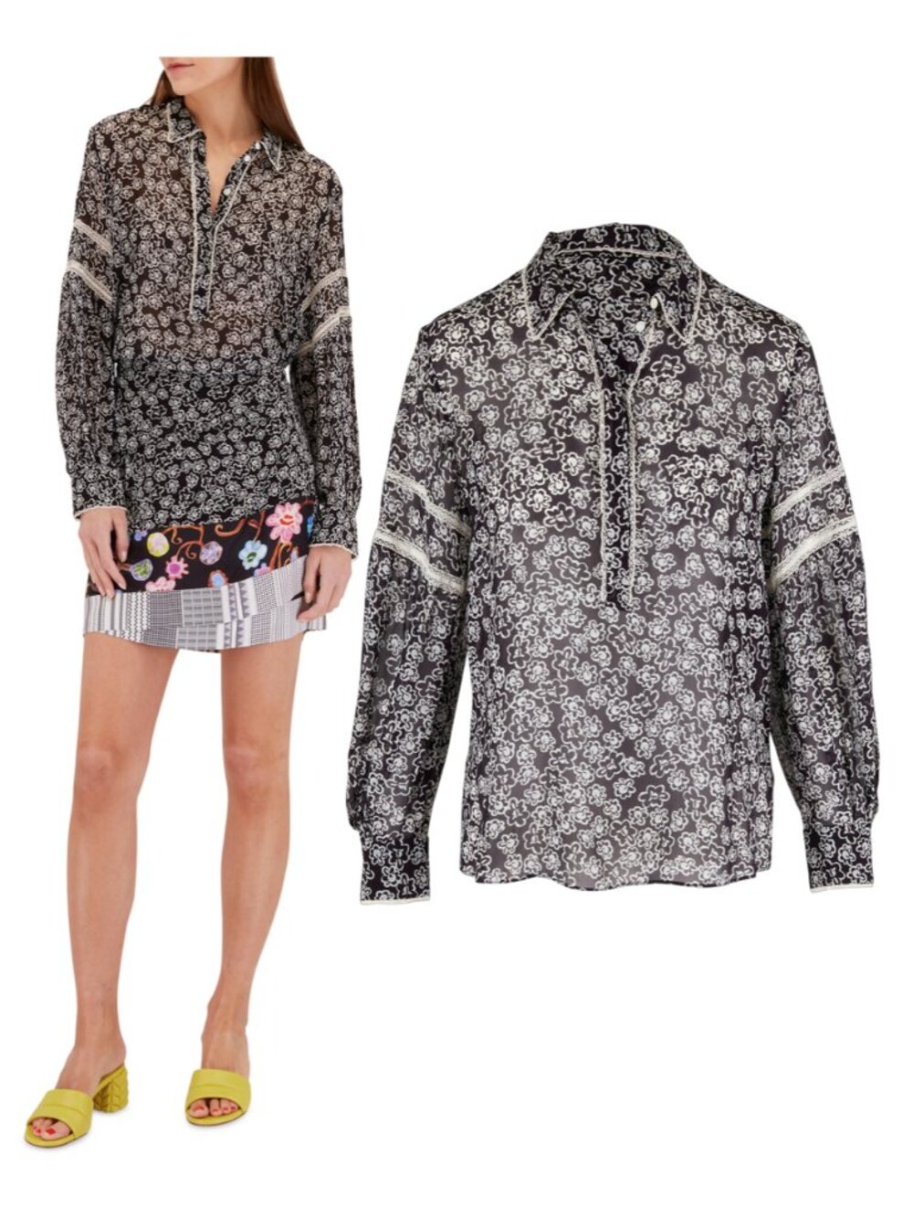 DOROTHEE SCHUMACHER Floral transparencies blouse sz 5 XL